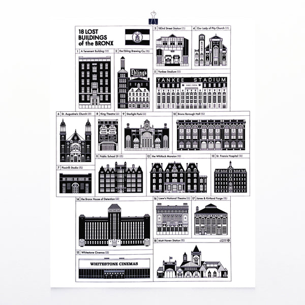 The Bronx Lost Buildings 17x22" Art Print by Raymond Biesinger | touchGOODS