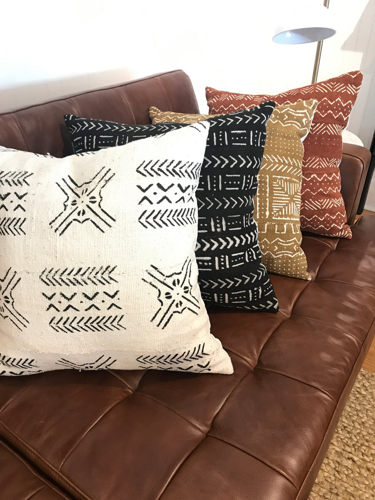 African Mudcloth Throw Pillow in Black | touchGOODS