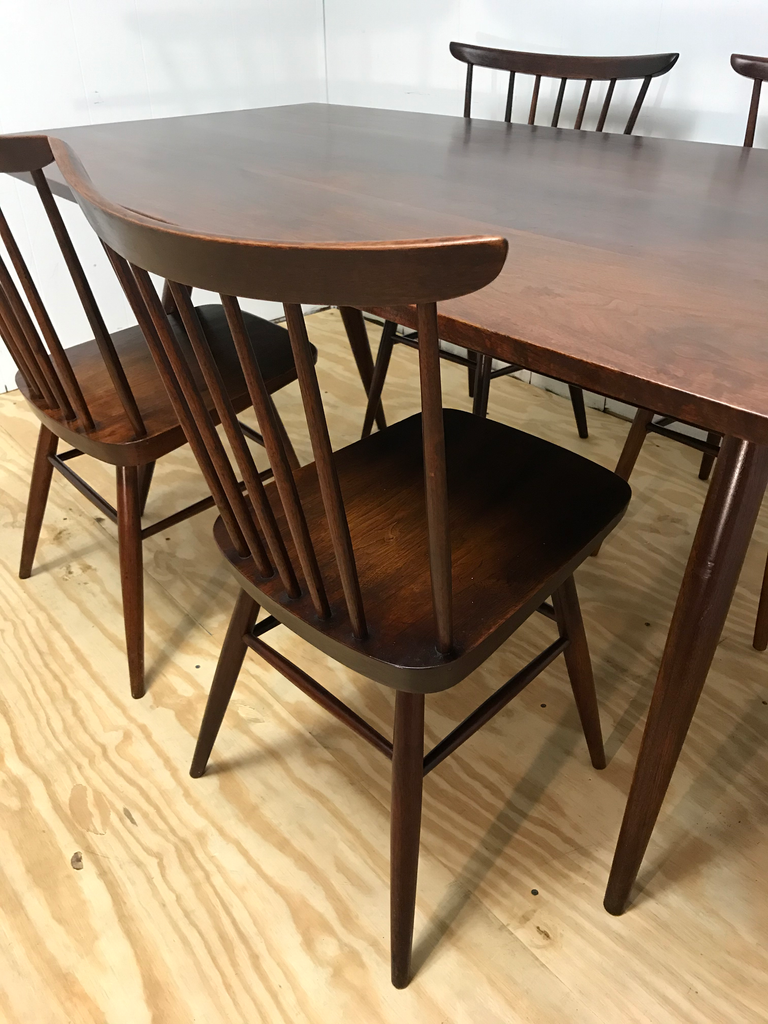Mid-Century Modern American Nakashima Studio Craft Solid Walnut Dining Set - 5 Pieces | touchGOODS