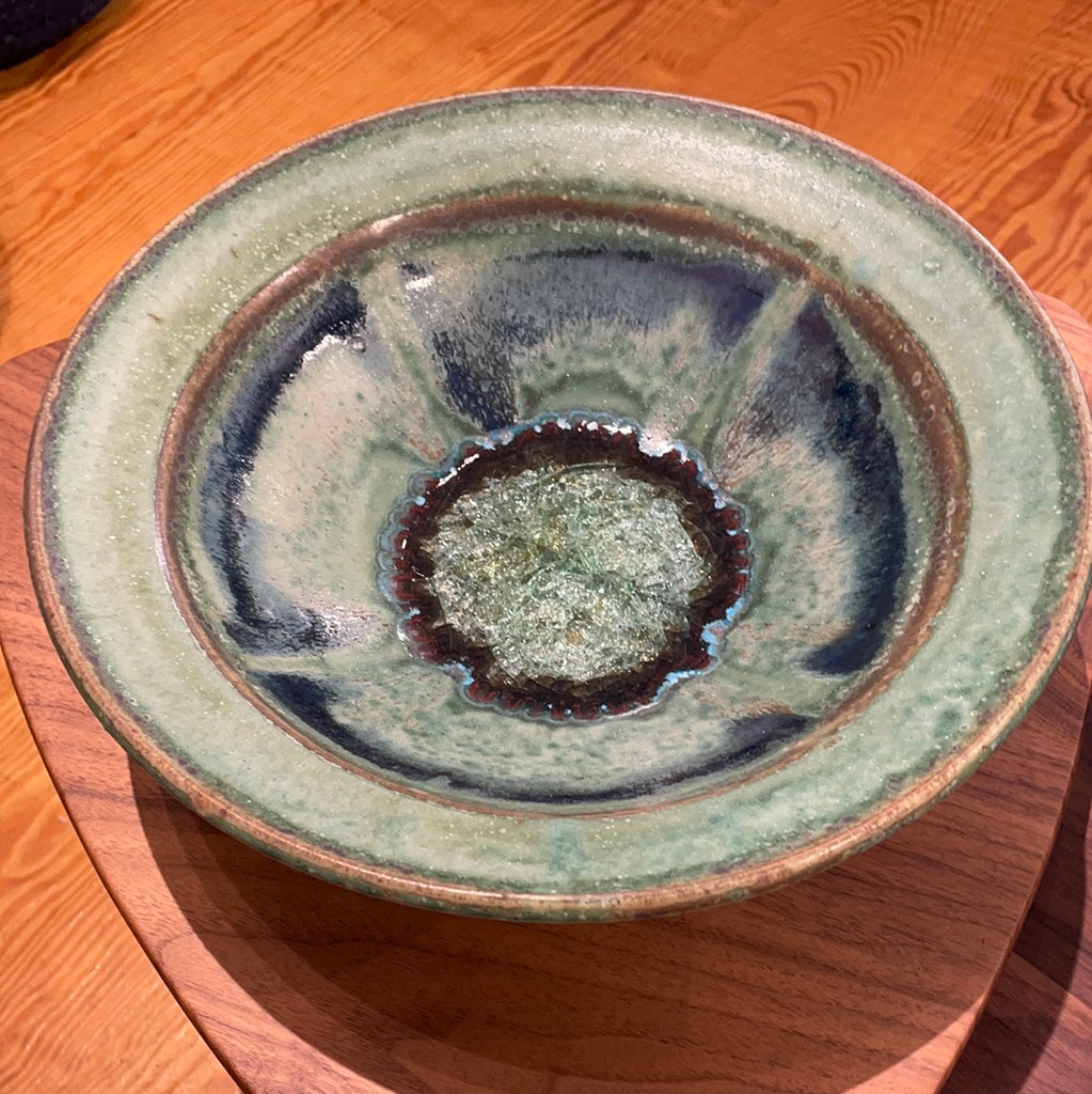 Flared 10" Bowl with Glass Green with Accents - Medium - touchGOODS