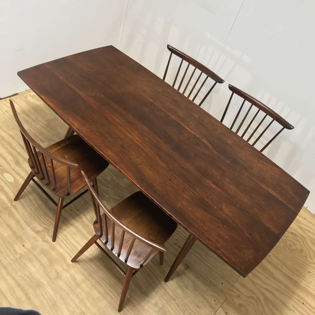 Mid-Century Modern American Nakashima Studio Craft Solid Walnut Dining Set - 5 Pieces | touchGOODS