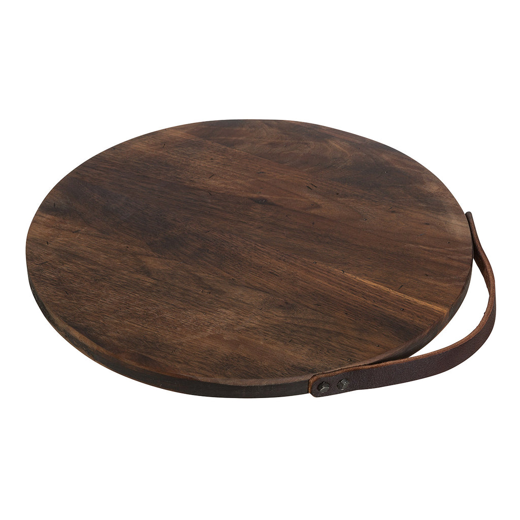 Rustic Walnut Round Serving Board - touchGOODS