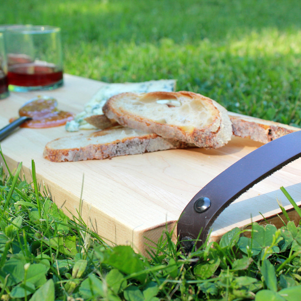 Maple Rectangle Serving Board with Double Leather Handles - touchGOODS