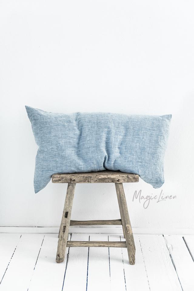 BLUE MELANGE LINEN SHEET SET (4 PCS) - touchGOODS