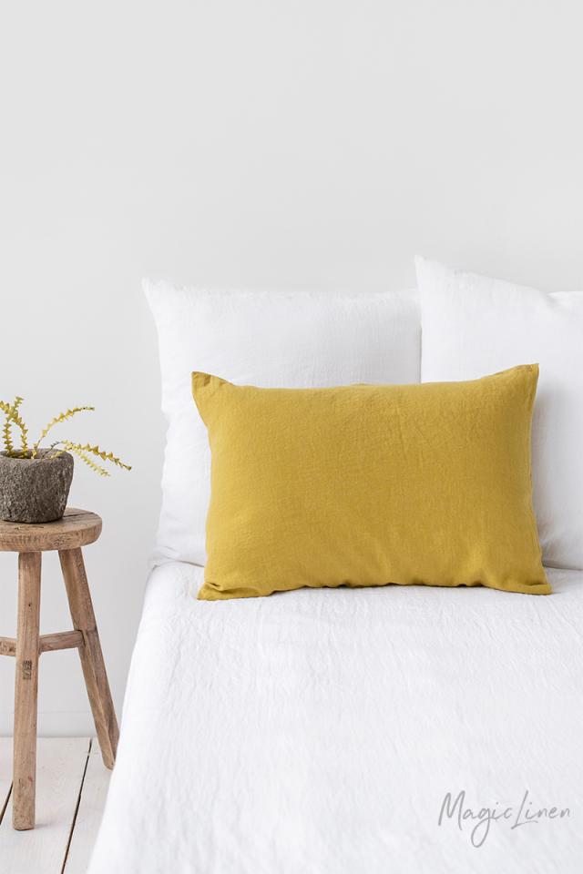MOSS YELLOW LINEN PILLOWCASE - touchGOODS
