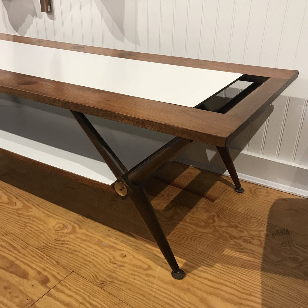 Mid-Century Modern Walnut and White Laminate Coffee Table | touchGOODS