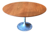 Round Cherry Pedestal Dining Table With Vintage Burke Tulip Base | touchGOODS
