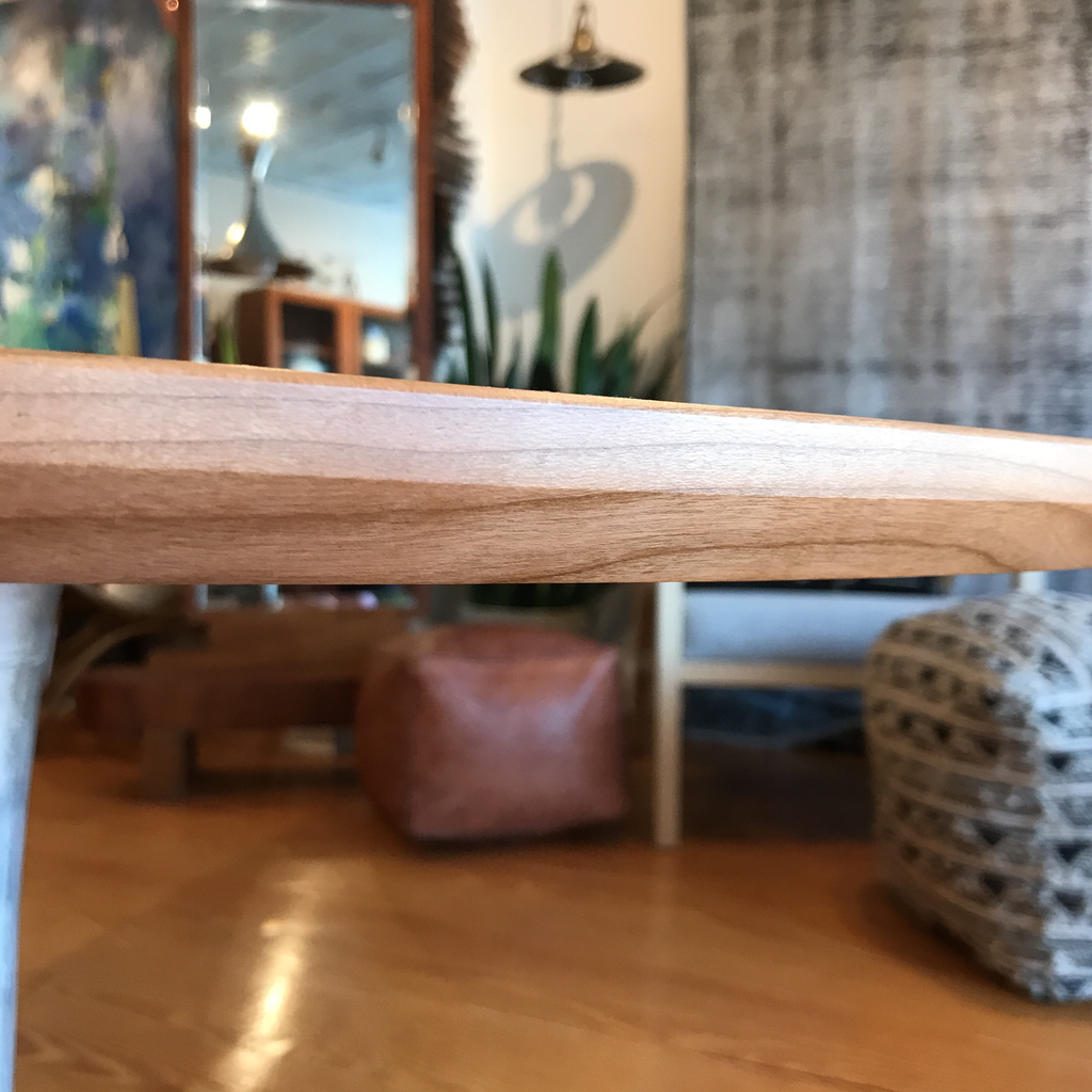 Round Cherry Pedestal Dining Table With Vintage Burke Tulip Base | touchGOODS