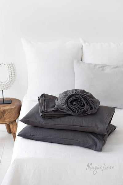 CHARCOAL GRAY LINEN SHEET SET (4 PCS) - touchGOODS