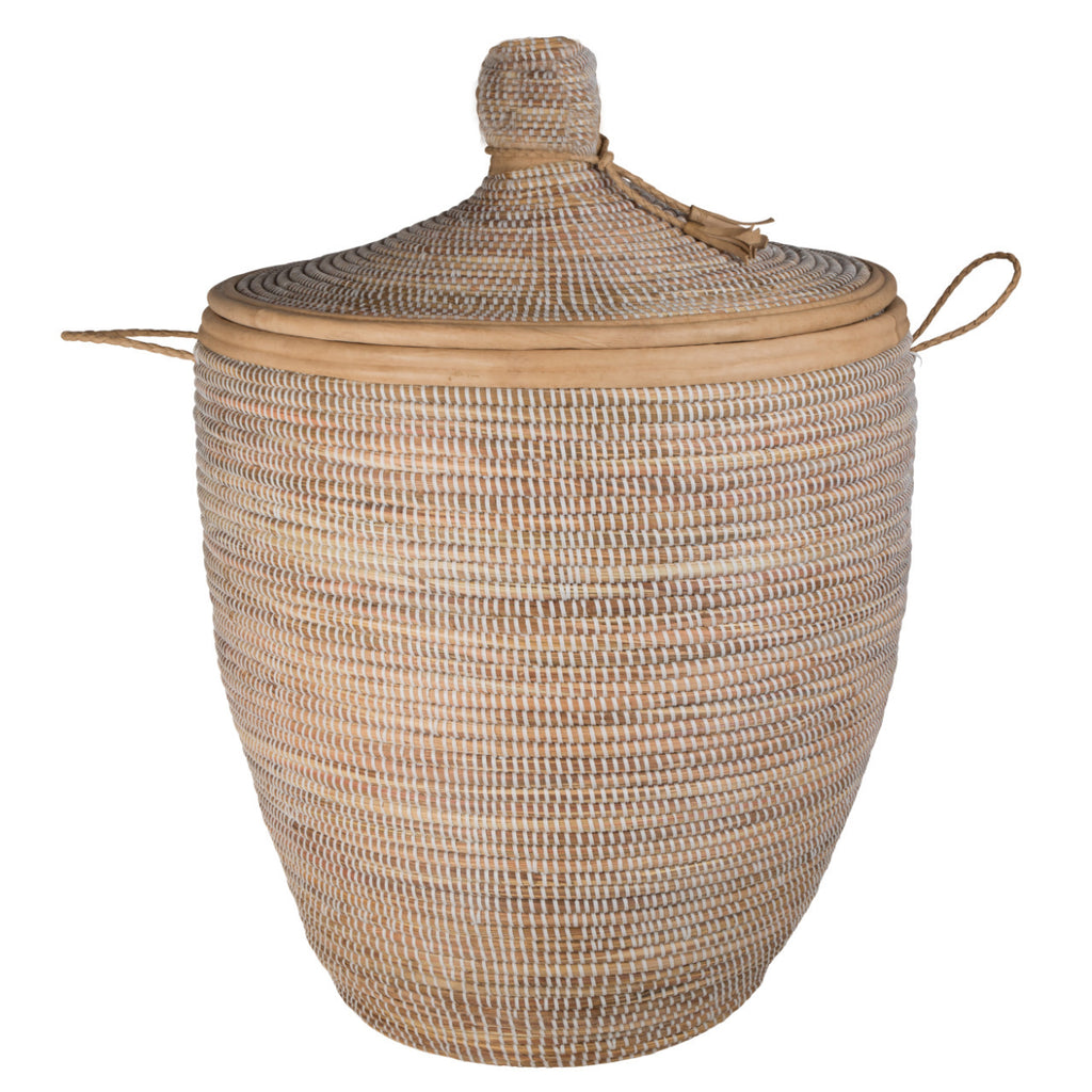Small Reeds Basket with Lid and Handles - touchGOODS