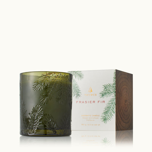 Frasier Fir Pine Candle Molded Green Glass 6.5 oz - touchGOODS