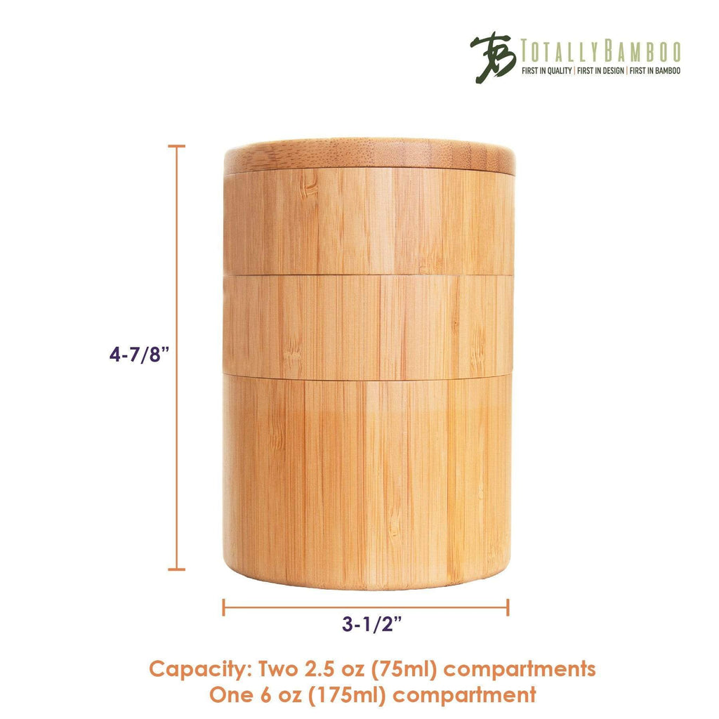 Triple Bamboo Salt Box with Magnetic Swivel Lids - touchGOODS