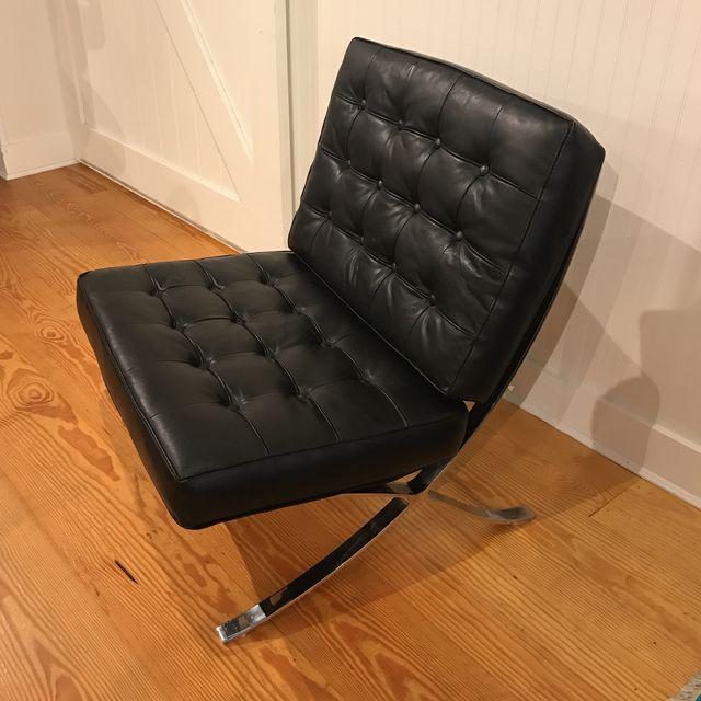 Vintage Barcelona Style Leather Chair, After Mies Van Der Rohe | touchGOODS
