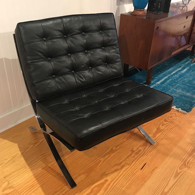 Vintage Barcelona Style Leather Chair, After Mies Van Der Rohe | touchGOODS
