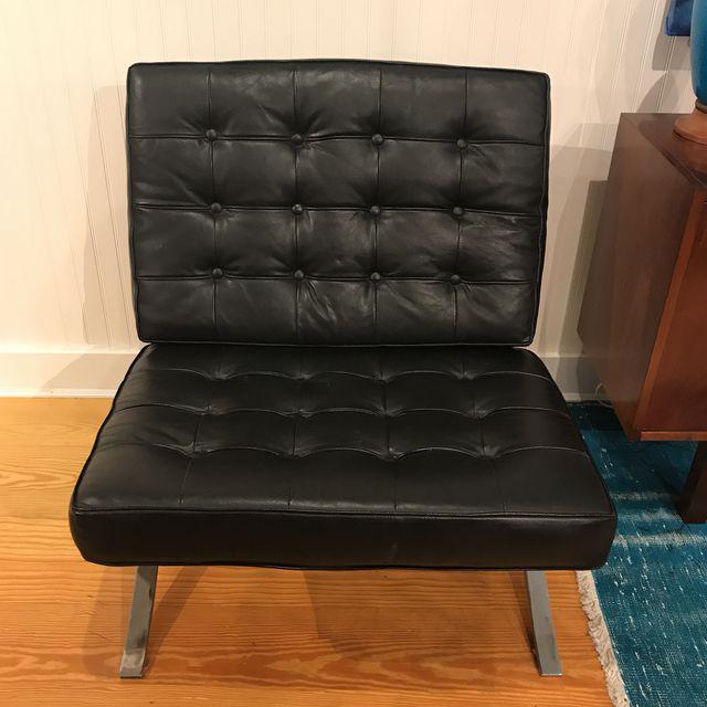 Vintage Barcelona Style Leather Chair, After Mies Van Der Rohe | touchGOODS