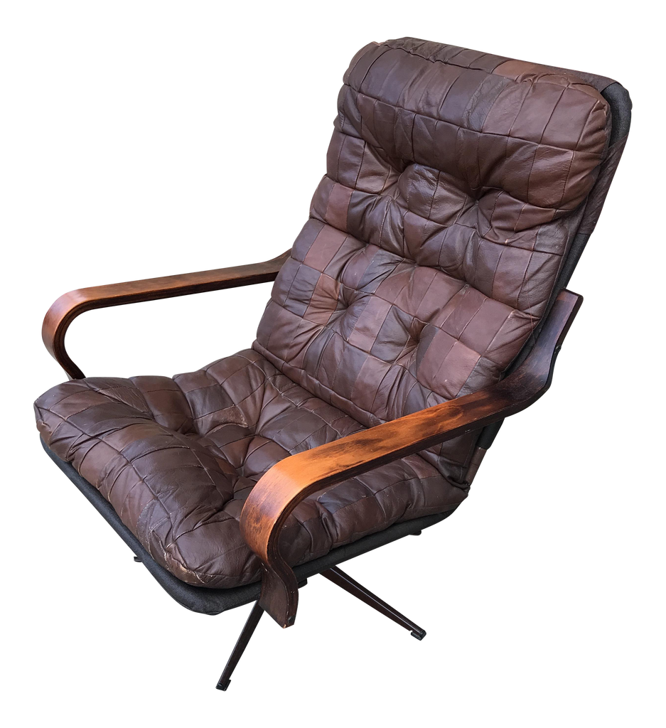 Vintage Patchwork Leather Swivel Recliner | touchGOODS